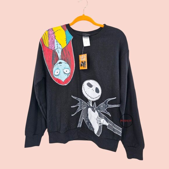 Disney Jack & Sally Nightmare Before Christmas Sweatshirt Black Large - Picture 2 of 6